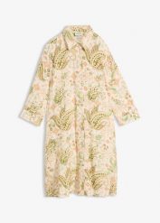 Sukienka szmizjerka z lejącej wiskozy. Brązowe sukienki bonprix, bez wzorów, z wiskozy, eleganckie, bez kołnierzyka, bez ramiączek, szmizjerki. Za 64.99 zł.