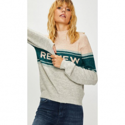 Review - Sweter. Szare swetry Review, m, bez wzorów, z dzianiny, bez ramiączek. W wyprzedaży za 129.90 zł.