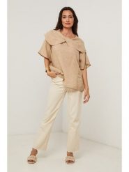 Le Monde du Lin Lniana bluzka w kolorze beżowym rozmiar: 40/42. Brązowe bluzki Le Monde du Lin, bez wzorów, ze lnu, bez kołnierzyka, bez ramiączek. Za 121.99 zł.