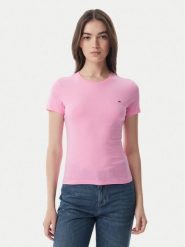 Tommy Jeans T-Shirt DW0DW20459 Różowy jasny Slim Fit. Czerwone t-shirty Tommy Jeans, m, bez wzorów, z bawełny, bez kołnierzyka, bez ramiączek. Za 129.99 zł.
