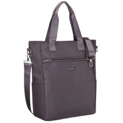 Szara shopperka damska na uchwytach i doczepianym pasku, zamykana suwakiem Peterson PTN CTY-17. Szare shopper Peterson, bez wzorów, bez dodatków. Za 79.99 zł.