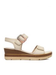 Remonte Sandały CEO-D2L58-60 Écru. Sandały Remonte, bez wzorów, ze skóry, bez obcasa, na koturnie, bez zapięcia. Za 389.99 zł.