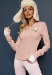 Jasnoróżowy Sweter w Klasycznym Stylu z Dekoltem w Serek Feliriel. Czerwone swetry Renee, m, z aplikacjami, z jeansu, bez ramiączek. W wyprzedaży za 63.99 zł.