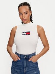 Tommy Jeans Golf Center Flag DW0DW18527 Écru Slim Fit. Golfy Tommy Jeans, m, bez wzorów, z jeansu, bez ramiączek. Za 199.99 zł.