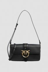 PINKO Czarna kopertówka Love One Classic Slouchy Fl Vitello Morbido. Czarne kopertówki Pinko, bez wzorów, ze skóry, bez dodatków. W wyprzedaży za 1,329.99 zł.