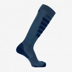 Skarpety zimowe narciarskie dla dorosłych SALOMON COMFORT wełna merino. Niebieskie skarpety Salomon, bez wzorów, z elastanu. Za 65.00 zł.