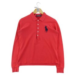 Second life - Polo Ralph Lauren damskie długie rękawy Big Pony - Jak nowy. Czerwone koszulki polo RALPH LAUREN, l, bez wzorów, bez kołnierzyka, bez ramiączek. Za 127.76 zł.