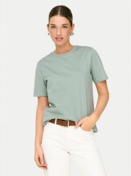 ONLY T-Shirt Freja 15367970 Zielony Regular Fit. Zielone t-shirty Only, s, bez wzorów, z bawełny, bez kołnierzyka, bez ramiączek. Za 69.99 zł.