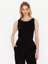 Fabiana Filippi Top JED273W150 Czarny Regular Fit. Czarne topy Fabiana Filippi, bez wzorów, z bawełny, bez kołnierzyka, bez ramiączek. Za 334.99 zł.