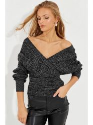So You Sweter w kolorze ciemnoszarym rozmiar: XL. Czarne swetry So You, xl, bez wzorów, bez ramiączek. Za 73.41 zł.