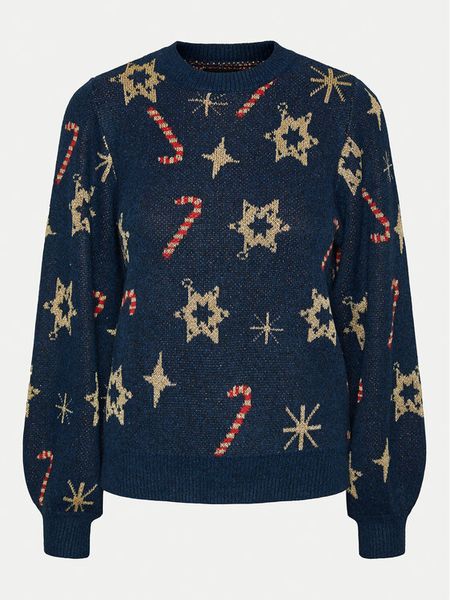 Pieces Sweter Sugar 17152789 Granatowy Regular Fit. Niebieskie swetry Pieces, s, bez wzorów, z syntetyku, bez ramiączek. Za 99.99 zł.