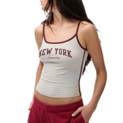 Koszulka damska Superdry Essential. Szare bluzki Superdry, bez wzorów, bez kołnierzyka, bez ramiączek. W wyprzedaży za 116.80 zł.