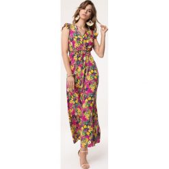 Żółta Sukienka Be Ready. Żółte sukienki Born2be, l, bez wzorów, z materiału, eleganckie, bez kołnierzyka, bez ramiączek, maxi, kopertowe. Za 89.99 zł.