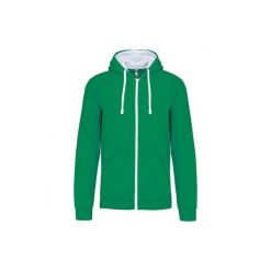 Bluza z kapturem z kontrastowym zamkiem błyskawicznym Kariban. Białe bluzy KARIBAN, s, bez wzorów, z bawełny, z kapturem. Za 229.00 zł.
