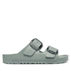 Klapki Birkenstock. Zielone klapki Birkenstock, bez wzorów, bez obcasa. Za 279.99 zł.