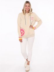 Zwillingsherz Bluza "Always Happy" w kolorze beżowym rozmiar: L/XL. Brązowe bluzy Zwillingsherz, l, bez wzorów, z bawełny, z kapturem. Za 230.59 zł.