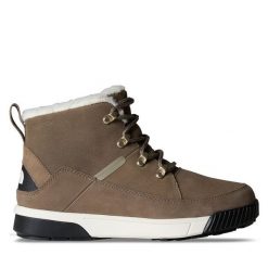 Trzewiki The North Face. Brązowe botki The North Face, bez wzorów, bez obcasa, na płaskiej podeszwie, bez zapięcia. Za 589.99 zł.