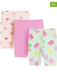COOL CLUB Legginsy (3 pary) w kolorze turkusowo-jasnoróżowym rozmiar: 128. Różowe szorty COOL CLUB, bez wzorów. Za 61.31 zł.