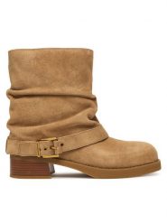 MICHAEL Michael Kors Botki Colby 40F5COFE5S Beżowy. Brązowe botki MICHAEL Michael Kors, bez wzorów, ze skóry, bez obcasa, na słupku, bez zapięcia. Za 1,329.00 zł.