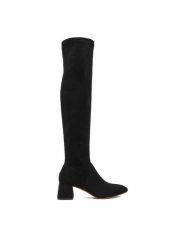 Nine West Kozaki CEO-NOURAN-01 Czarny. Czarne kozaki Nine West, z materiału, bez obcasa, na słupku, bez zapięcia. Za 279.99 zł.