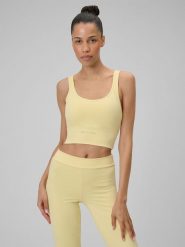 4F Biustonosz do jogi z niskim wsparciem damski - żółty M. Żółte bielizna sportowa 4f, l, bez wzorów. Za 119.99 zł.