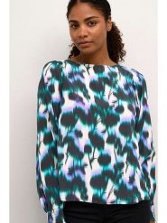 Kaffe Bluzka "Amalia" w kolorze biało-czarno-turkusowym rozmiar: 40. Białe bluzki Kaffe, s, bez wzorów, z wiskozy, klasyczne, bez kołnierzyka, bez ramiączek. Za 70.08 zł.