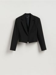 Krótka marynarka - czarny. Czarne marynarki i żakiety Reserved, bez wzorów, z tkaniny. Za 229.99 zł.