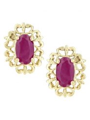 Revoni Złote kolczyki-wkrętki z rubinami rozmiar: onesize. Różowe kolczyki Revoni, z rubinem, złote. Za 382.99 zł.