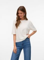 Vero Moda Sweter w kolorze kremowym rozmiar: XL. Brązowe swetry Vero Moda, xl, bez wzorów, bez ramiączek. Za 81.95 zł.