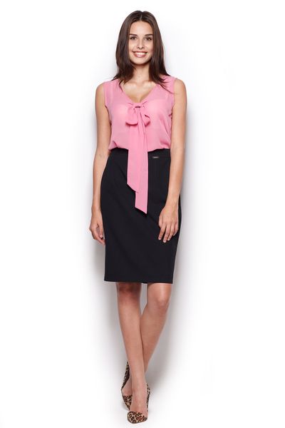 Różowa Pastelowa Bluzka z Krawatem. Czerwone bluzki Figl, l, bez wzorów, z materiału, bez kołnierzyka, bez ramiączek. Za 169.00 zł.