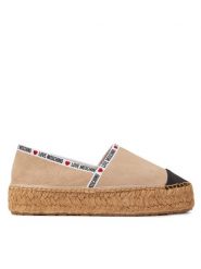 LOVE MOSCHINO Espadryle JA10553G0IIG0131 Beżowy. Brązowe espadryle Love Moschino, bez wzorów, ze skóry, bez obcasa, bez zapięcia. Za 809.99 zł.