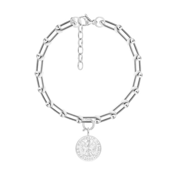 Bransoletka Łańcuch No.11 z Monetą Szczęścia, posrebrzana. Bransoletki Lilou, posrebrzane. Za 292.00 zł.