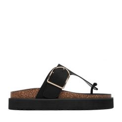 Japonki DeeZee. Czarne klapki DeeZee, bez wzorów, bez obcasa. Za 129.99 zł.