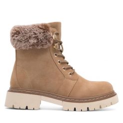 Trzewiki Jenny Fairy. Brązowe botki Jenny Fairy, bez wzorów, bez obcasa, na płaskiej podeszwie, bez zapięcia. Za 179.99 zł.