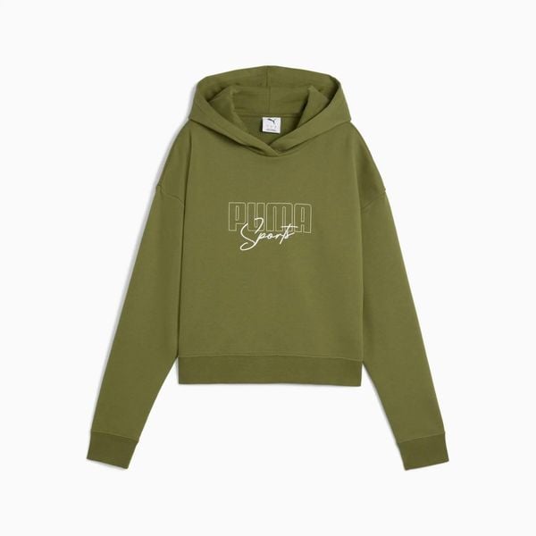 Bluza damska Puma ELEVATED GRAPHIC CROPPED TR 68950022. Zielone bluzy Puma, l, z aplikacjami, z bawełny, z kapturem. Za 195.67 zł.