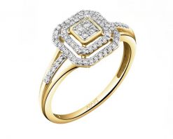 Pierścionek z żółtego złota z brylantami - 0,26 ct - próba 585. Żółte pierścionki Apart, z brylantem, złote. Za 3,390.00 zł.