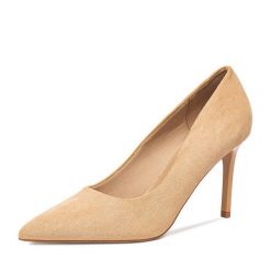 Szpilki JENNY. Brązowe szpilki Jenny, bez wzorów, bez obcasa, na szpilce, bez zapięcia. Za 119.99 zł.