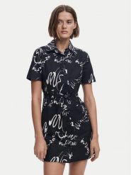 Desigual Sukienka koszulowa 25SWVW38 Czarny Regular Fit. Czarne sukienki Desigual, xl, bez wzorów, z bawełny, bez kołnierzyka, bez ramiączek, koszulowe. Za 289.99 zł.