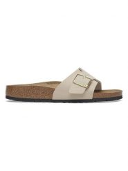 Birkenstock Klapki "Catalina" w kolorze beżowym rozmiar: 38. Brązowe klapki Birkenstock, bez wzorów, z otwartym noskiem, bez obcasa. Za 273.45 zł.