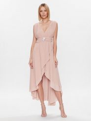 ViCOLO Sukienka koktajlowa TE0064 Beżowy Regular Fit. Brązowe sukienki ViCOLO, s, bez wzorów, z syntetyku, wizytowe, bez kołnierzyka, bez ramiączek. Za 289.99 zł.