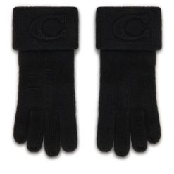 Rękawiczki Coach. Czarne rękawiczki Coach, bez wzorów, z dzianiny. Za 259.99 zł.