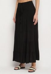 Czarna Spódnica z Wiskozą z Wysokim Stanem i Falbanami Ellimee. Czarne spódnice Born2be, na co dzień, l, bez wzorów, z wiskozy, eleganckie, maxi. Za 39.99 zł.