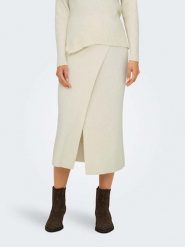 ONLY Spódnica dzianinowa w kolorze kremowym rozmiar: XL. Brązowe spódnice Only, xl, bez wzorów, z dzianiny, midi. Za 70.45 zł.