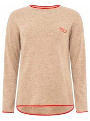 Zwillingsherz Sweter "Double heart" w kolorze beżowym rozmiar: M. Brązowe swetry Zwillingsherz, m, z aplikacjami, z kaszmiru, bez ramiączek. Za 206.91 zł.
