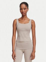 Guess Top V6YP18 K4788 Beżowy ciemny Slim Fit. Brązowe topy Guess, m, z aplikacjami, z syntetyku, bez kołnierzyka, bez ramiączek. Za 194.99 zł.