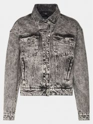Guess Kurtka jeansowa Clarette W4RN62 D56B3 Szary Regular Fit. Szare kurtki Guess, xl, z aplikacjami, z bawełny, bez kaptura. Za 599.99 zł.