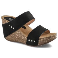 Czarne Klapki Damskie Simen Modne Buty Na Lato. Czarne klapki Simen, bez wzorów, z nubiku, bez obcasa, na koturnie. Za 239.00 zł.