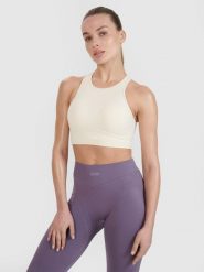 4F Biustonosz treningowy bezszwowy ze średnim wsparciem 4F x Anna Lewandowska - biały L/XL. Białe bielizna sportowa 4f, l, bez wzorów, z dzianiny. Za 99.99 zł.