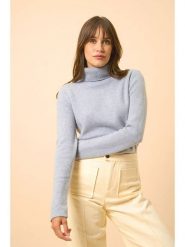 Just Cashmere Kaszmirowy sweter "June" w kolorze błękitnym rozmiar: L. Niebieskie golfy Just Cashmere, l, bez wzorów, z kaszmiru, bez ramiączek. Za 419.69 zł.