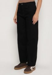 Czarne Jeansy o Kroju Slouchy z Regularnym Stanem Fesinasa. Czarne jeansy Born2be, l, bez wzorów. Za 99.99 zł.